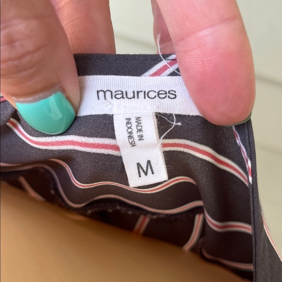 Like new Maurices gray and Pink Striped Blouse - Picture 2 of 11
